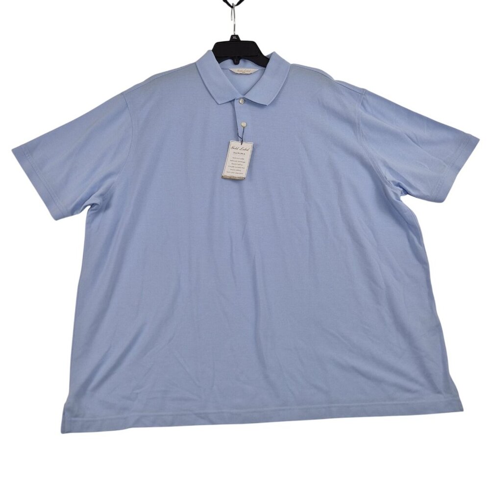 Roundtree & Yorke Gold Label Men's Supima Cotton Polo Shirt Blue Size XXL NWT 58